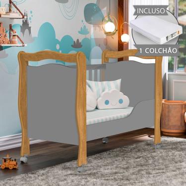 Imagem de Berço com Colchão Alvin Nature/cinza