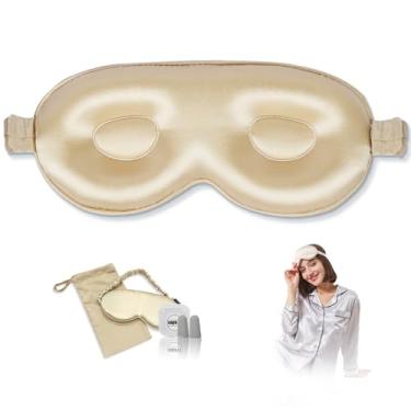 Imagem de Máscara de dormir de seda com óculos – Capas de máscara de olho 3D sem pressão para dormir com extensões de cílios – Feita de 100% seda – ajustável, máscara de seda blackout para dormir para mulheres