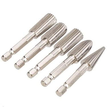 Imagem de Arquivo Hex Shank Metal Files Aço de Alta Velocidade 5 Unidades Arquivo 1/4In Hex Shank Double Metal Grinder Broca Conjunto para Escultura Polimento Hex Shank Rasp