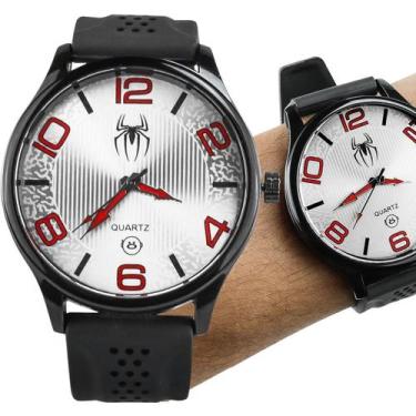 Imagem de relogio masculino infantil preto homem aranha aço menino qualidade pre