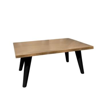 Imagem de Mesa De Centro 45cm Redonda Com Pés Palito Retro Decoração Sala De Estar(RET. Malbec/Preto)