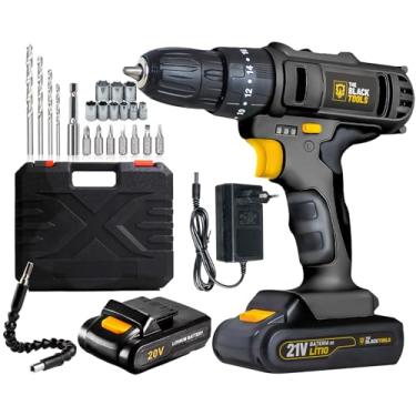 Imagem de Furadeira Parafusadeira Bateria 21v Biv Impacto con Maleta Cor Preto 110V/220V The Black Tools TB-21P