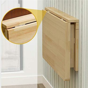 Imagem de Mesa dobrável de parede de madeira maciça, mesa de jantar, mesa dobrável para computador, mesa de aprendizagem, mesa dobrável na parede, mesa de estudo, tamanho opcional para estudo, quarto, banheiro