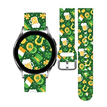 Imagem de Pulseiras de relógio Irish St. Patrick's Day Clover compatíveis com Samsung Galaxy Watch 40 mm, 41 mm, 42 mm, 44 mm, 45 mm, 46 mm, pulseira de silicone de substituição padrão de 20 mm para Galaxy Watch 5 / Watch 5 Pro / Watch 4 Classic / Watch 3 (41 mm) / Watch Active 2 / Watch Active / Watch (42 mm