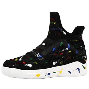 Imagem de Soulsfeng Tênis de corrida masculino de cano alto, leve, respirável, de malha, Spray preto, 37