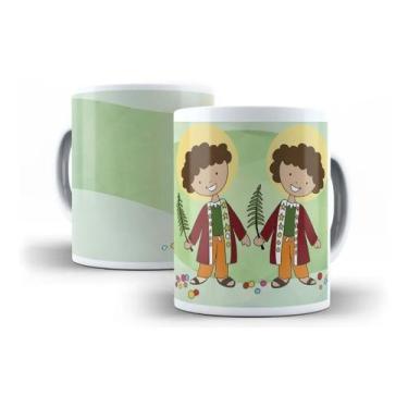Imagem de Caneca Porcelana Católica Cosme E Damião Modelo 01 - Villa Caneca