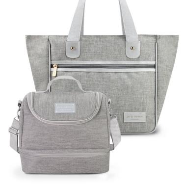 Imagem de Conjunto Bolsa Térmica E Bolsa Shopper Jacki Design Cinza Claro