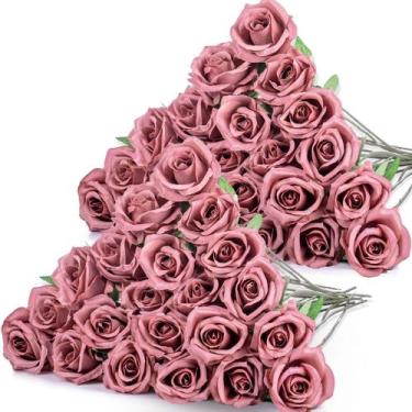 Imagem de Flores artificiais Hotop Rose 40 unidades com caule longo 51 cm