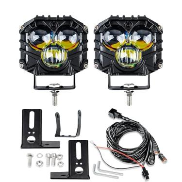 Imagem de HENGTUAOTO Pacote Com 2 Holofotes De 2,5 Polegadas Três Olhos, 30 W, 5400 Lm, Suportes Montagem Dobradiça Para-Brisa Jk A-Pillar, Kit Chicote Elétrico Para Wrangler Jk/Jku Portas E 4 2007-2017