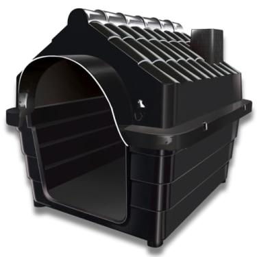 Imagem de Casinha Cachorro Grande e Médio N5 Casa Pet cães com Proteção contra Rios UV(PRETO,(N°5) 70X59X58)