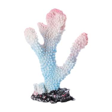 Imagem de Ioensy Estátua de recife de coral de resina, decoração de paisagismo, cenário portátil, artesanato, aquário de coral realista para enfeites de casa, Azul