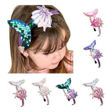 Imagem de Tiara Arquinho Calda de Sereia Princesa Ariel Infantil Diadema para Me