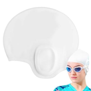 Imagem de Toucas De Natação Femininas - Touca De Banho Amigável à Pele Leve,Ergonómica Reutilizável Silicone Para Crianças Jovens Adultos Iniciantes
