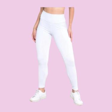 Imagem de Calça Legging Fitness Feminina de Academia - Valen Modas, Branco, M