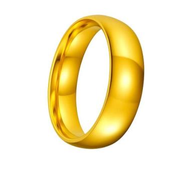 Imagem de Aliança Casamento Banhada Ouro 18k 6mm Luxo Tungstenio Tradicional Ana