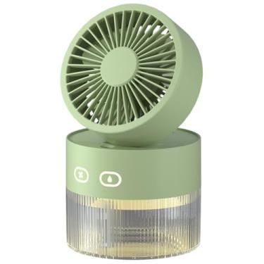Imagem de Ventilador de neblina portátil, ventilador de resfriamento ajustável de 3 velocidades, ventiladores de mesa retráteis com tanque de água de 350 ml e luz noturna para escritório doméstico externo
