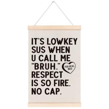 Imagem de laveliabel Moldura engraçada para pôster de sala de aula do ensino médio, pôster de banner para decoração de sala de aula do ensino médio com cabide de madeira, decoração de arte de parede com citação