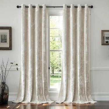 Imagem de SMILETIME Cortinas de veludo esmagado branco marfim 132 x 243 cm luxuosas cortinas à prova de som com isolamento térmico para sala de estar, quarto, escritório, tratamentos de janela com filtro de luz