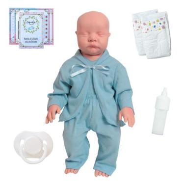Imagem de Bebê Reborn Careca Realista com Roupinha e Kit Completo - Cegonha Rebo