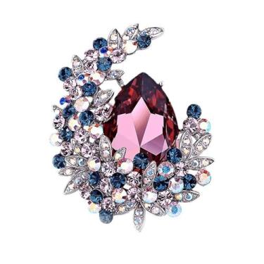 Imagem de Broche de flor para mulheres - Elegante feito à mão cristal e pérola strass boutonniere para chapéu, bolsa, terno, vestido, cachecol, acessórios de fantasia de xaile broches e alfinetes para mulheres