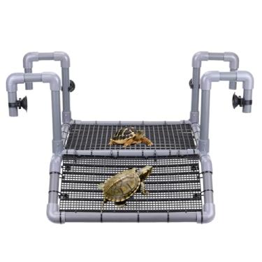 Imagem de Acessórios de tanque de tartaruga grande com plataforma suspensa de tartaruga ajustável com rampa de escalada DIY com tubos de PVC, gaiola de ovo, loft de frade elevado para aquário 40/50/65/75/90