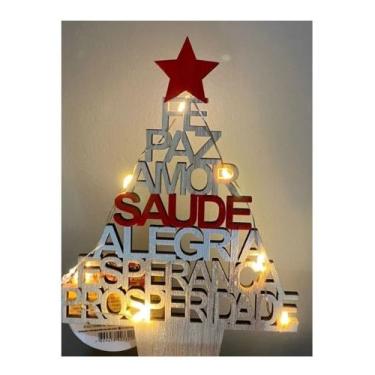 Imagem de Arvore De Madeira De Desejos Com Luz 18cm Enfeite De Natal - artC