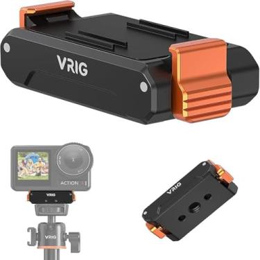 Imagem de VRIG Suporte adaptador magnético de liberação rápida para DJI Osmo Action 5 Pro, com orifício de parafuso de 1/4 / conexão adaptadora, expansão de suporte de liga de alumínio para acessórios Osmo
