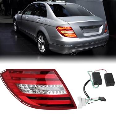 Imagem de Pinkomoto Luzes traseiras de LED esquerda atualizadas compatíveis com Mercedes Benz C300 C350 C63 AMG 2008 2009 2010, lanterna traseira de seta de freio esquerdo, substituição da lanterna traseira do