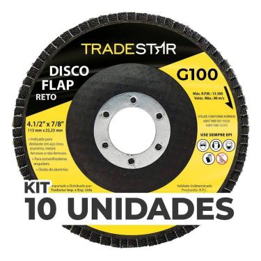 Imagem de Kit Com 10 Disco Flap Reto 4.1/2 X 7/8 Fds115-100Fc Z100