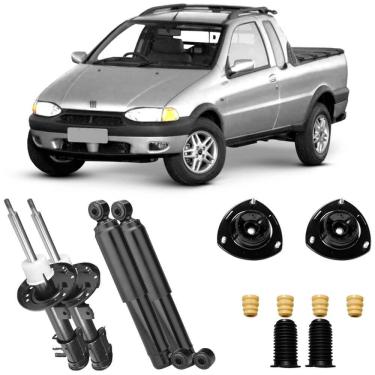 Imagem de 4 Amortecedor Fiat Strada 98 a 2000 Dianteiro Traseiro Nakata e Kit