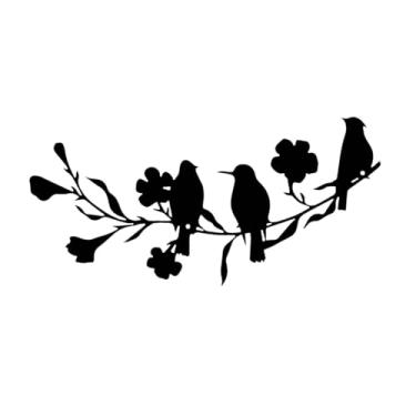 Imagem de Generic Arte de parede de pássaro de metal, decoração de parede, artesanato, placa pendurada exclusiva, decoração para casa, sala de jantar, porta, cerca, 1 Peça 3 Pássaros