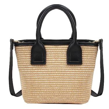 Imagem de Hoce Bolsas femininas de palha de praia de crochê, Hobo, bolsas de ombro tecidas à mão, Marrom A