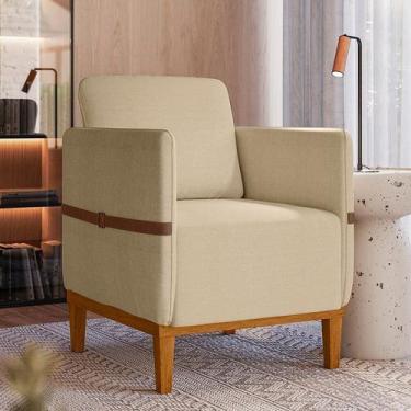 Imagem de Poltrona Decorativa Estofada com Pés em Madeira Maciça Estelí Espresso