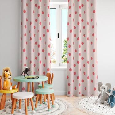 Imagem de Cortina Tecido Oxford Quarto Infantil Maçãs Rosa - 280x220cm - Core De