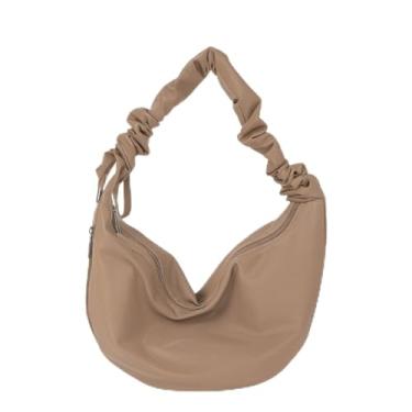 Imagem de ALWY Bolsa Feminina Alça Franzida De Ombro Passeio Trabalho Linda (Marrom)