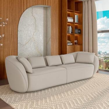 Imagem de Sofá Bipartido Sala de Estar Diamond 232cm com Almofadas Soltas Veludo Bege G52 - Gran Belo