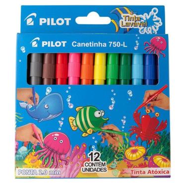 Imagem de Caneta hidrográfica Color 750 L com 12 cores Pilot