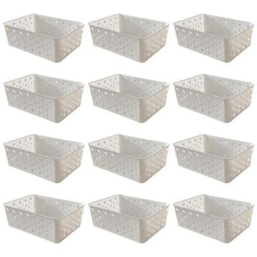 Imagem de Kit 12 Cestos Multiuso Organizador Empilhável Gaveta 19x14x6 - Triopla