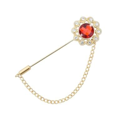 Imagem de Broche de cristal masculino broche de lapela de flor para ternos broche de pedra broche de strass broche de lapela com corrente para homens presentes de aniversário de casamento para marido pai amigos
