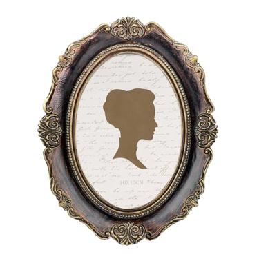 Imagem de AELS Moldura vintage de 10 x 15 cm, molduras antigas elegantes com frente de vidro, exibição de fotos, pendurar na parede de mesa, ideias de presente, oval
