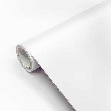 Imagem de Papel de parede de contato branco fosco espesso 61 cm x 508 cm capa de vinil autoadesivo removível Waterpoof para armários bancadas e mesa