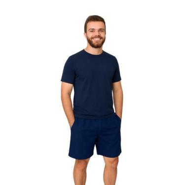 Imagem de Bermuda Tactel Masculina 3 Bolsos Plus Size - Repelique, Azul marinho,