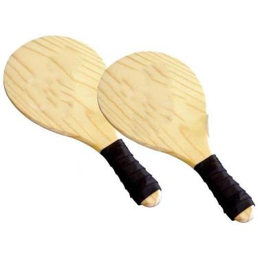 Imagem de Raquetes De Madeira Ping Pong Frescobol Com Bola