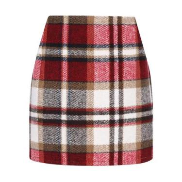 Imagem de Saia Kinghua Mini para mulheres: tartan, tweed, lã de veludo cotelê