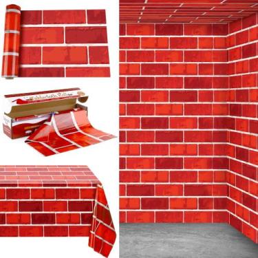 Imagem de Toalha de mesa Kochorie 137 cm x 30,5 m Rolo de tijolo vermelho com co