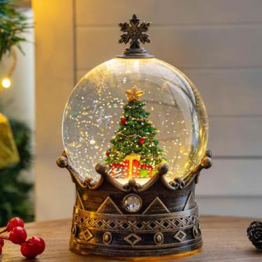 Imagem de Coroa de árvore de Natal Snow Globe Qualdout com música e luz