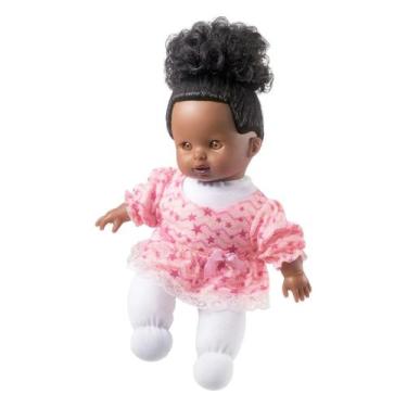 Imagem de Boneca Bebê Hair Soft Negra Corpinho De Pano Macio Milk
