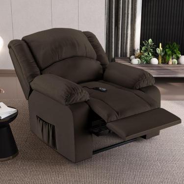 Imagem de Poltrona do Papai Reclinável Sala de Cinema Madrid Controle Power Elétrico USB PU Marrom  G23