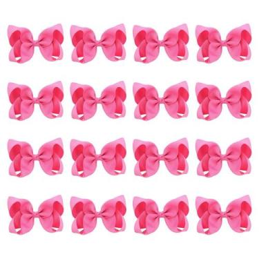 Imagem de Clipe de cabelo DEEKA 16 peças de laços rosa choque de 10x7 cm