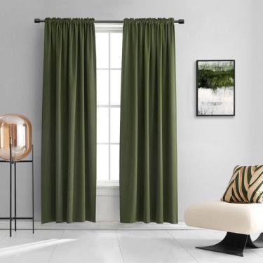 Imagem de Cortinas DONREN Loden/Dark Olive Green Blackout 132x229cm 2 painéis
